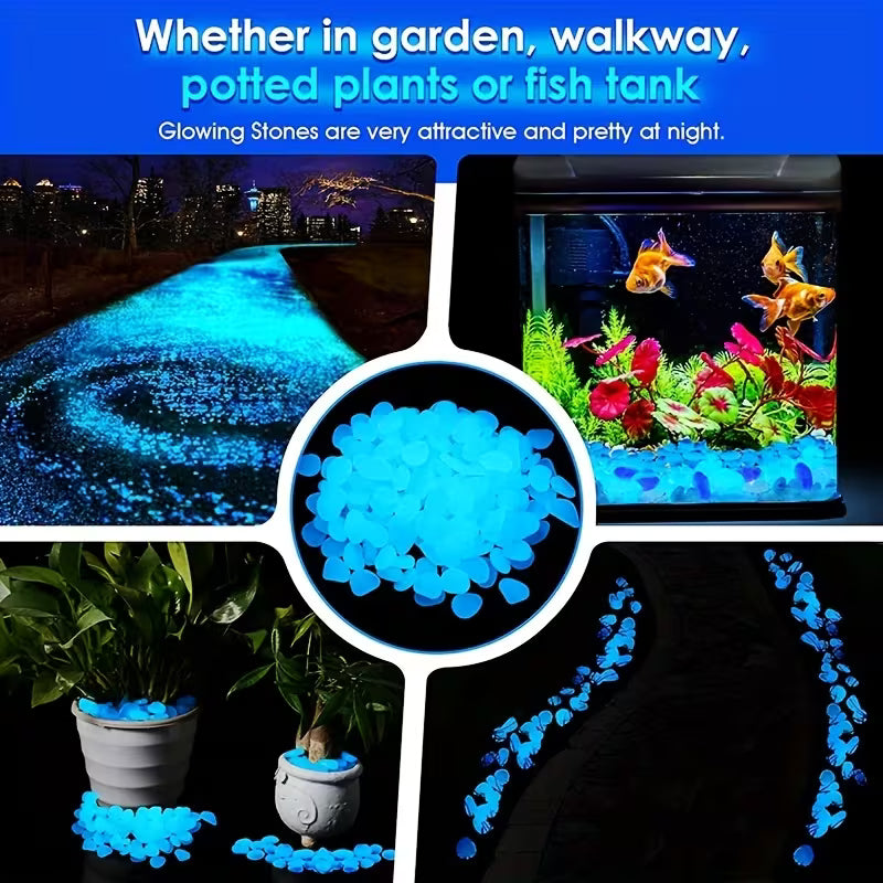 Glow-in-the-Dark Pebbles, 480pcs - Decorative Stones for Pathways, Gardens, and Pools, DIY Outdoor Decorative Rocks