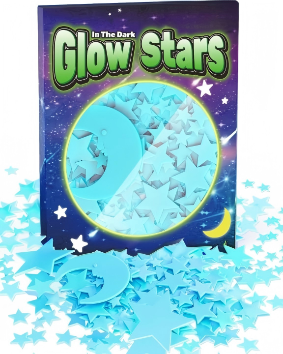 201 Pcs Glow in The Dark Stars Stickers for Ceiling Bedroom, Stocking Stuffers for Kids Ages 3-5, 4-8, 8-12, Boys Girls Room Decor Wall Stickers Stocking Stuffers for Toddler-Blue