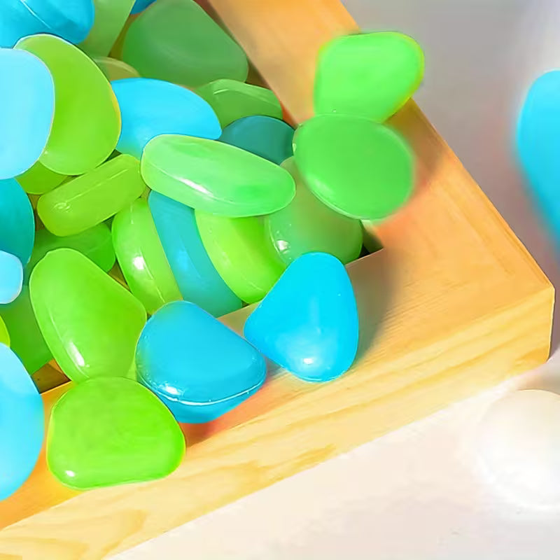 Glow-in-the-Dark Pebbles, 480pcs - Decorative Stones for Pathways, Gardens, and Pools, DIY Outdoor Decorative Rocks