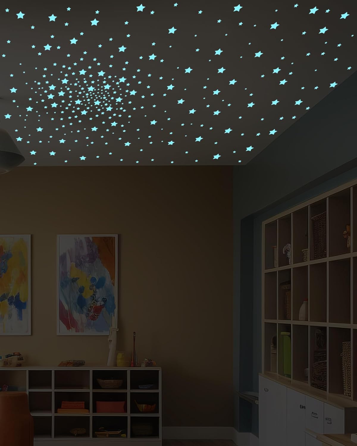 201 Pcs Glow in The Dark Stars Stickers for Ceiling Bedroom, Stocking Stuffers for Kids Ages 3-5, 4-8, 8-12, Boys Girls Room Decor Wall Stickers Stocking Stuffers for Toddler-Blue