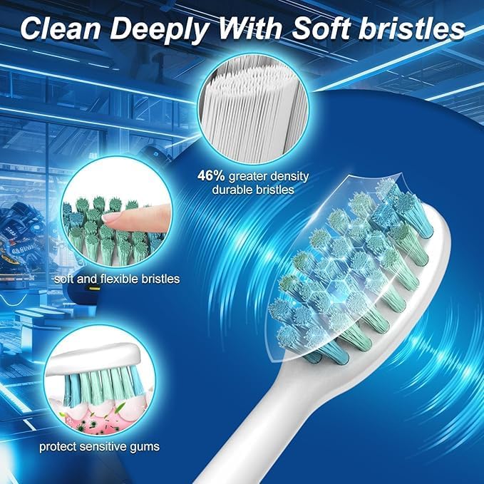Electric Toothbrush - 6 Modes with Pressure Sensor, Smart Timer，Rechargeable Toothbrushes with 8 Brush Heads,Whitening & Sensitive Teeth Care ，30 Days Long Battery Life