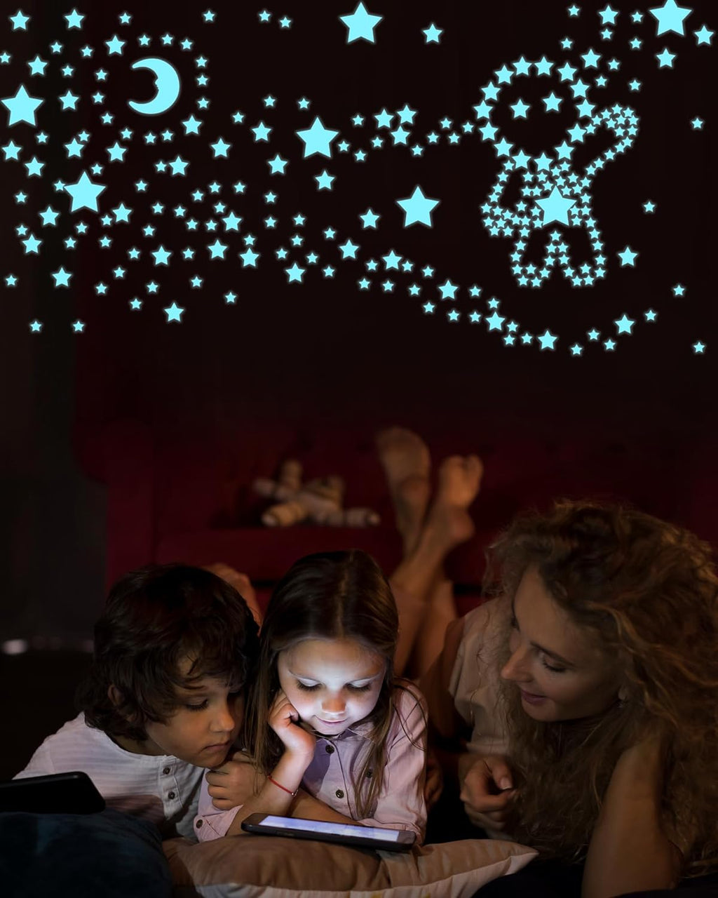 201 Pcs Glow in The Dark Stars Stickers for Ceiling Bedroom, Stocking Stuffers for Kids Ages 3-5, 4-8, 8-12, Boys Girls Room Decor Wall Stickers Stocking Stuffers for Toddler-Blue