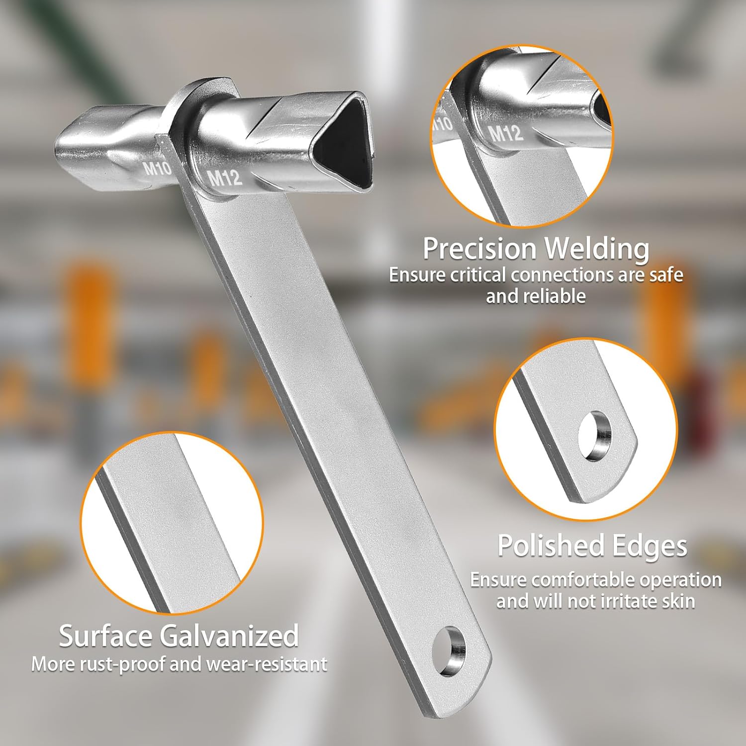 Bollard Key, Triangular Key for Barrier Posts, Double Size M12/M10 Wrench, 3-Point Key, Fire Brigade Key, Suitable for Barrier Posts and Guardrails
