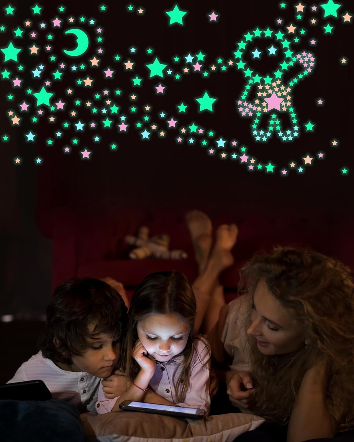 201 Pcs Glow in The Dark Stocking Stuffers for Kids Ages 3-5, 4-8, 8-12, Boys Girls Room Decor Wall Stickers Stocking Stuffers for Toddler-Multi Stars Stickers for Ceiling Bedroom,