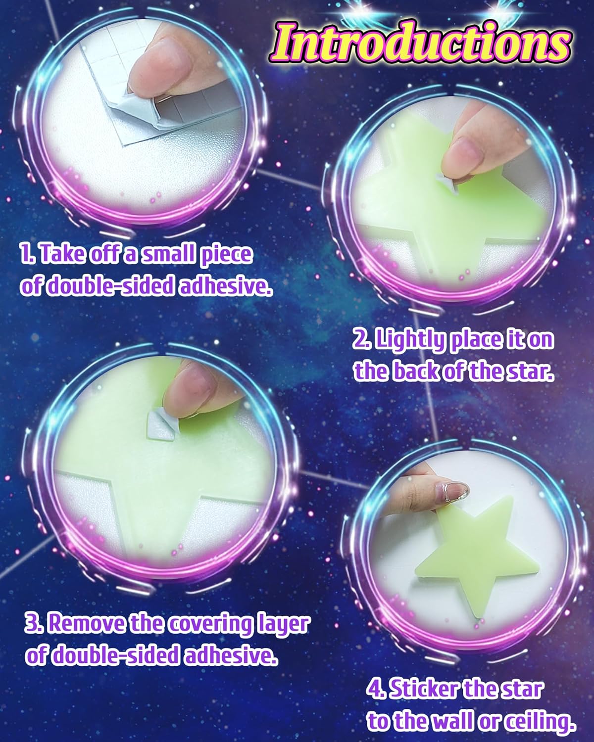 201 Pcs Glow in The Dark Stars Stickers for Ceiling, Toddler Wall Room Decor Gifts, Luminous 3D Glowing Stars Stocking Stuffers for Kids Boys Girls - Multi