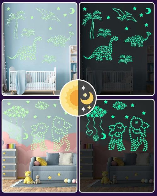 201 Pcs Glow in The Dark Stars Stickers for Ceiling Bedroom, Stocking Stuffers for Kids Ages 3-5, 4-8, 8-12, Boys Girls Room Decor Wall Stickers Easter Basket Stuffers for Toddler