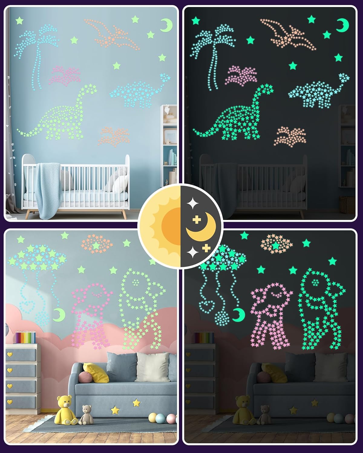 201 Pcs Glow in The Dark Stocking Stuffers for Kids Ages 3-5, 4-8, 8-12, Boys Girls Room Decor Wall Stickers Stocking Stuffers for Toddler-Multi Stars Stickers for Ceiling Bedroom,