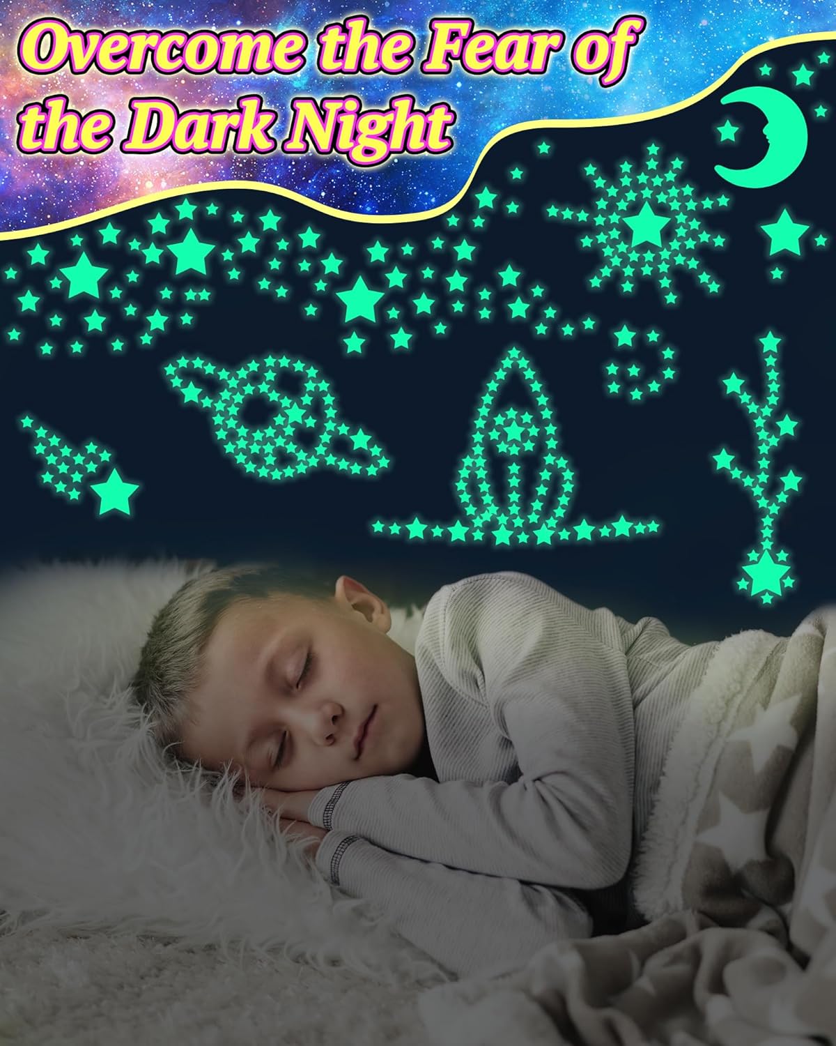 201 Pcs Glow in The Dark Stars Stickers for Ceiling, Toddler Wall Room Decor Gifts, Luminous 3D Glowing Stars Stocking Stuffers for Kids Boys Girls