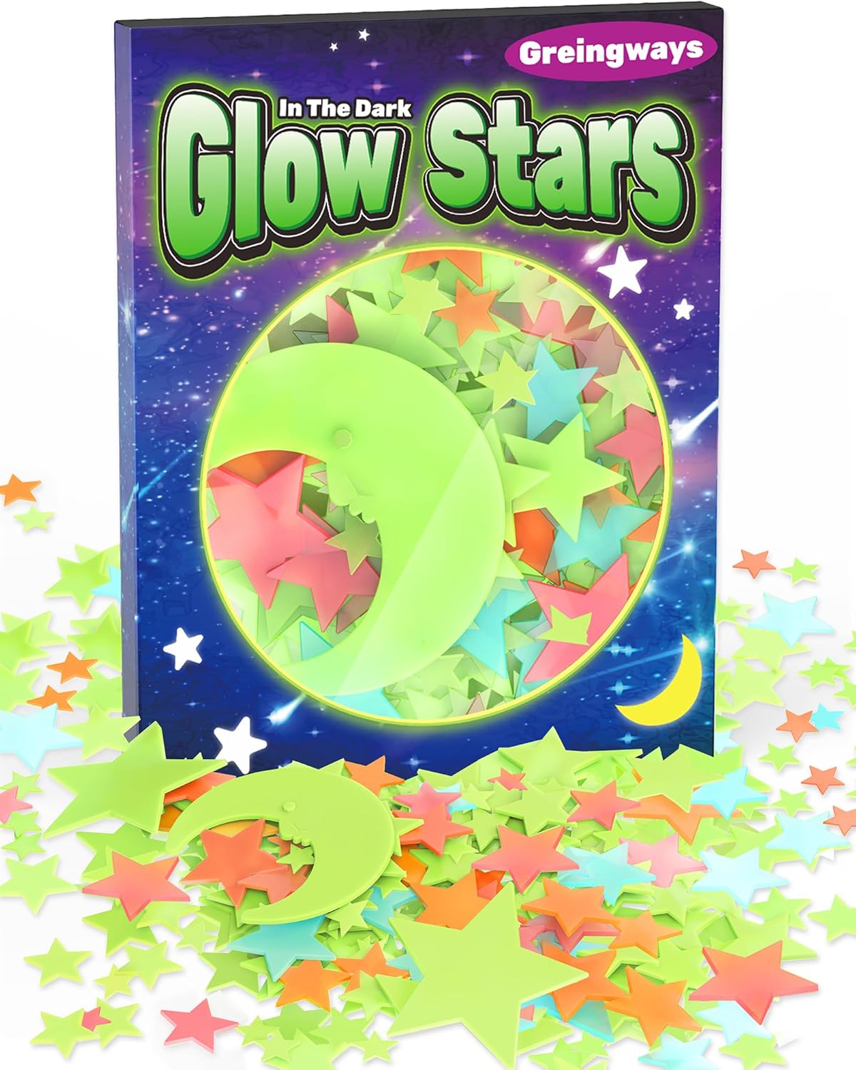 201 Pcs Glow in The Dark Stocking Stuffers for Kids Ages 3-5, 4-8, 8-12, Boys Girls Room Decor Wall Stickers Stocking Stuffers for Toddler-Multi Stars Stickers for Ceiling Bedroom,
