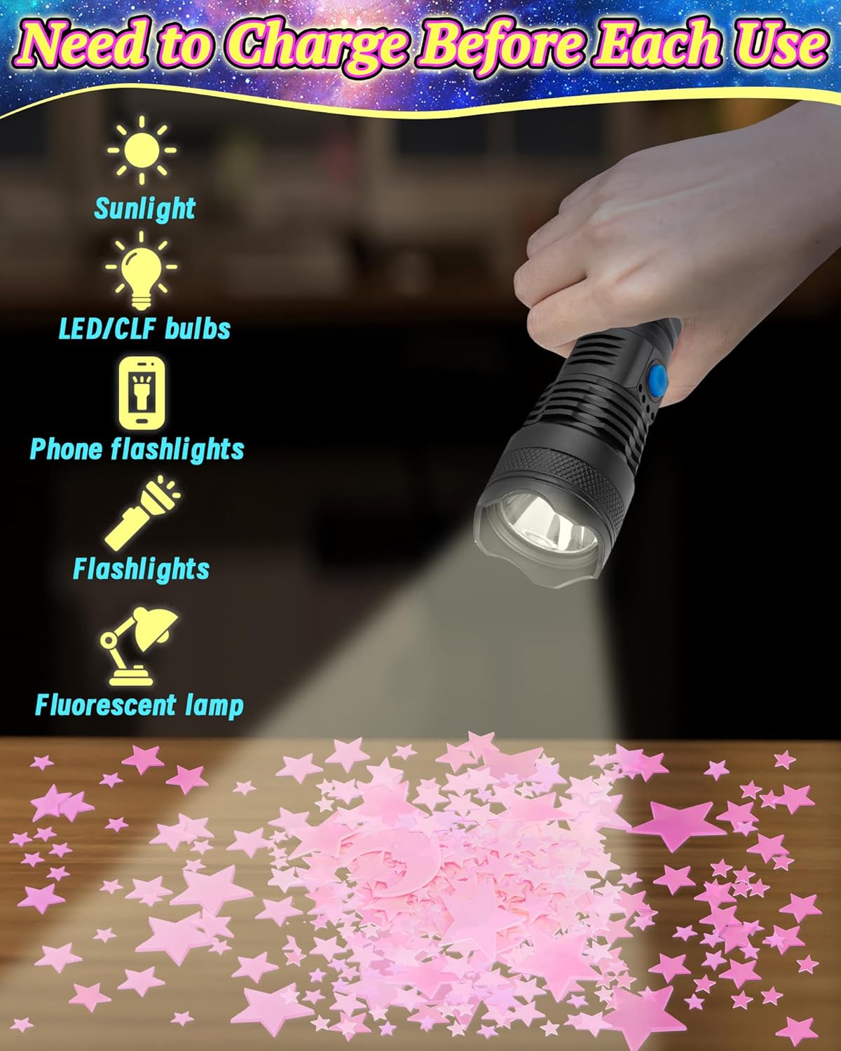201 Pcs Glow in The Dark Stars Stickers for Ceiling, Toddler Stocking Stuffers Wall Room Decor Gifts, Luminous 3D Glowing Stars Easter Basket Stuffers for Kids Boys Girls - Pink