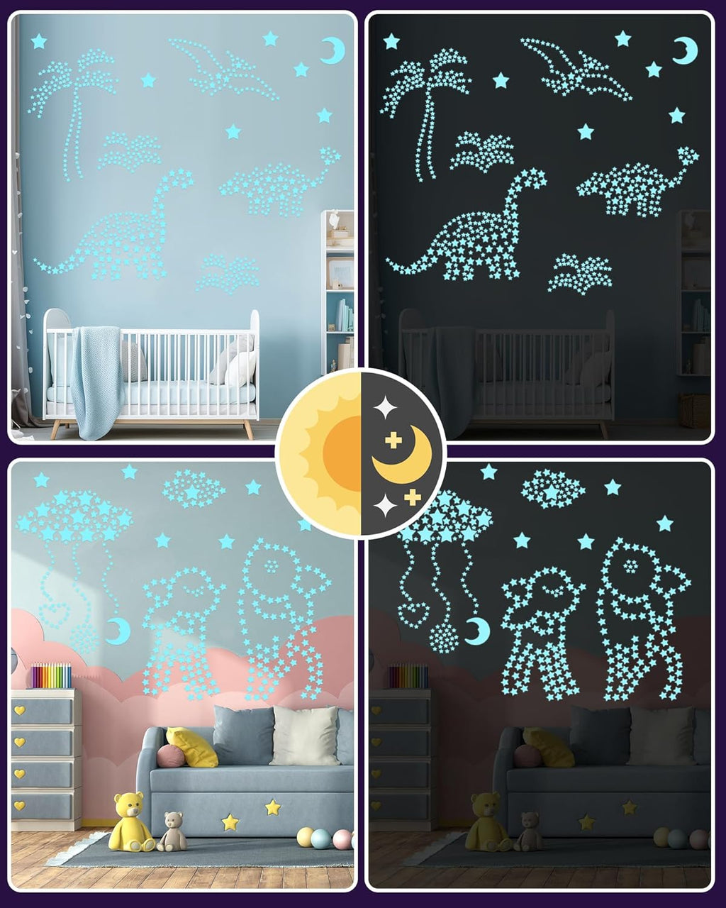 201 Pcs Glow in The Dark Stars Stickers for Ceiling Bedroom, Stocking Stuffers for Kids Ages 3-5, 4-8, 8-12, Boys Girls Room Decor Wall Stickers Stocking Stuffers for Toddler-Blue