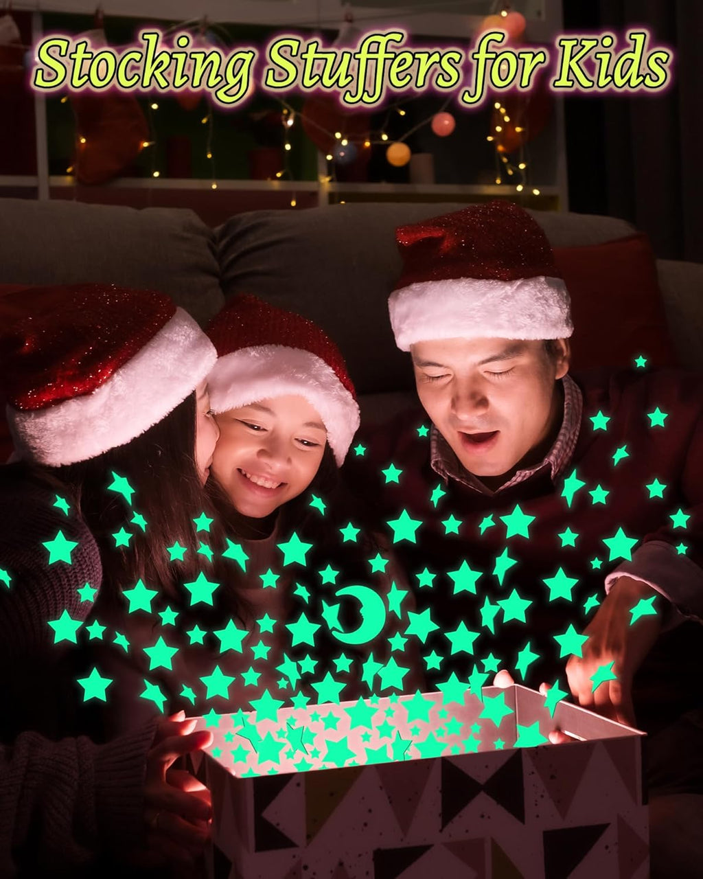 201 Pcs Glow in The Dark Stars Stickers for Ceiling Bedroom, Stocking Stuffers for Kids Ages 3-5, 4-8, 8-12, Boys Girls Room Decor Wall Stickers Easter Basket Stuffers for Toddler