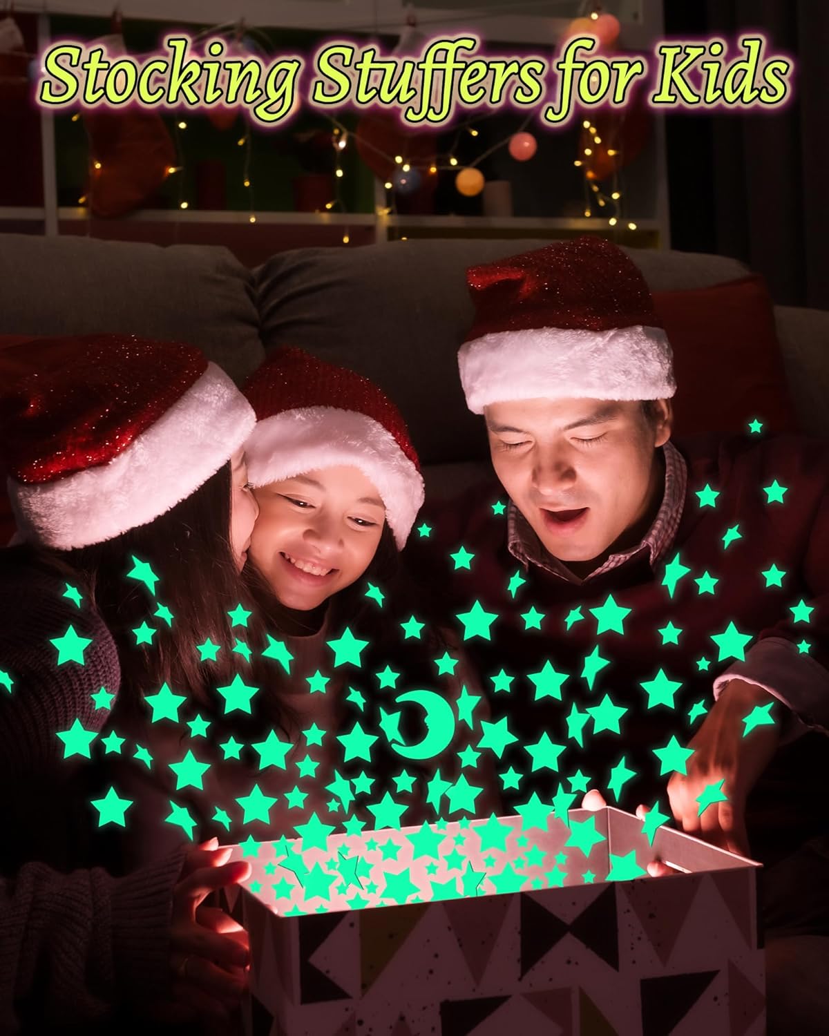 201 Pcs Glow in The Dark Stars Stickers for Ceiling Bedroom, Stocking Stuffers for Kids Ages 3-5, 4-8, 8-12, Boys Girls Room Decor Wall Stickers Easter Basket Stuffers for Toddler