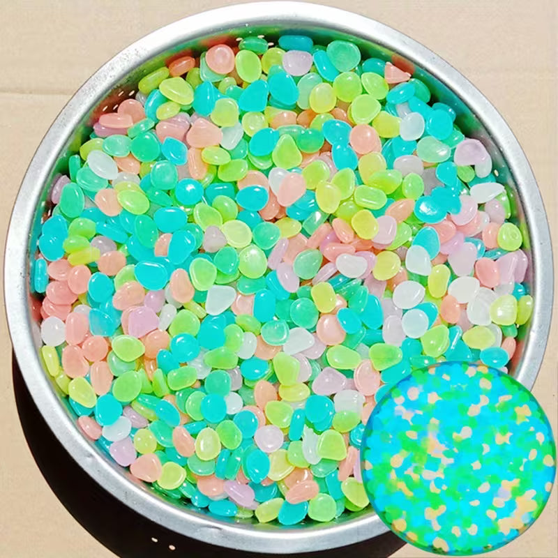 Glow-in-the-Dark Pebbles, 480pcs - Decorative Stones for Pathways, Gardens, and Pools, DIY Outdoor Decorative Rocks