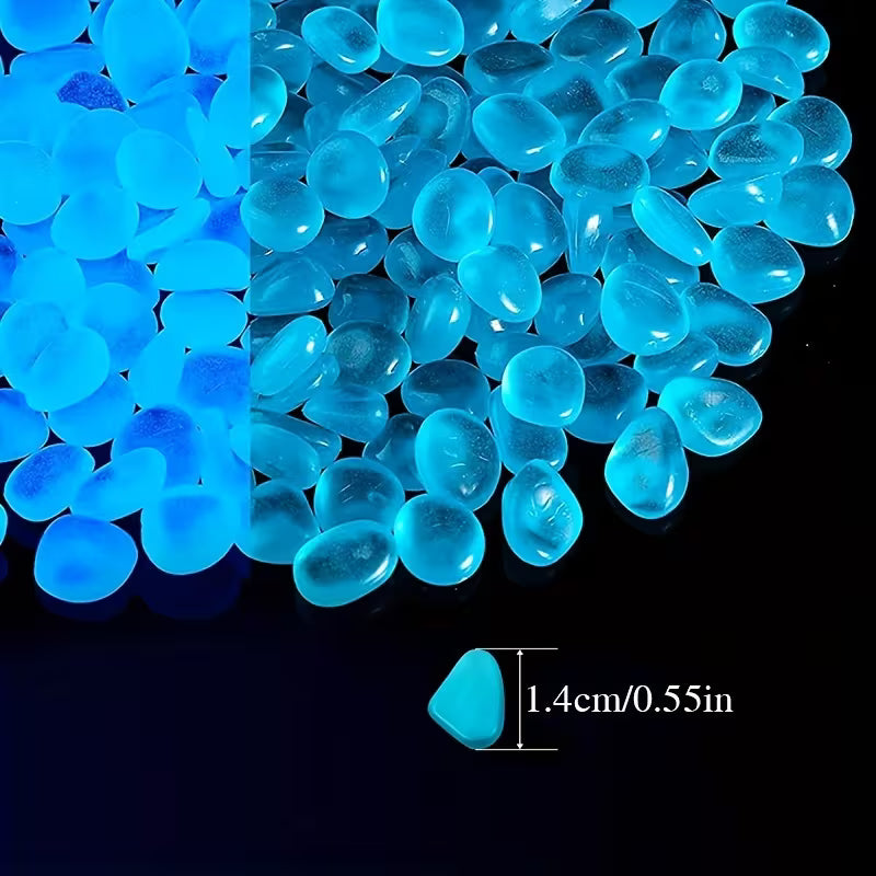 Glow-in-the-Dark Pebbles, 480pcs - Decorative Stones for Pathways, Gardens, and Pools, DIY Outdoor Decorative Rocks